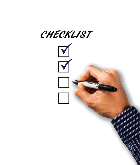 Checklist with hand
