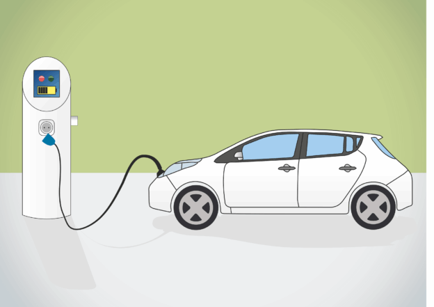 Graphic of electric vehicle charging station